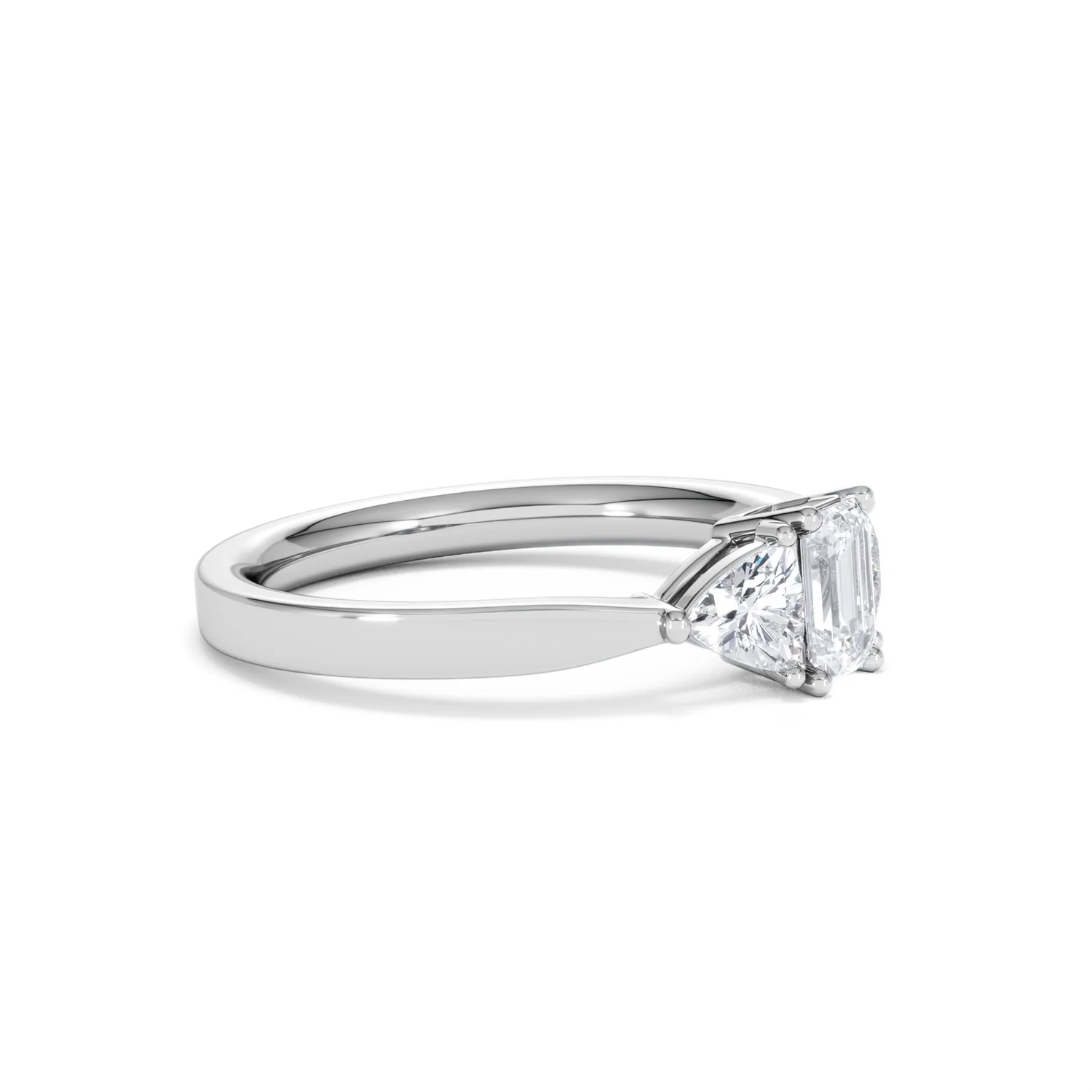 Aurora Lab Diamond Emerald Cut and Trillion 1.00ct Ring in Platinum F/VS1 - Image 25
