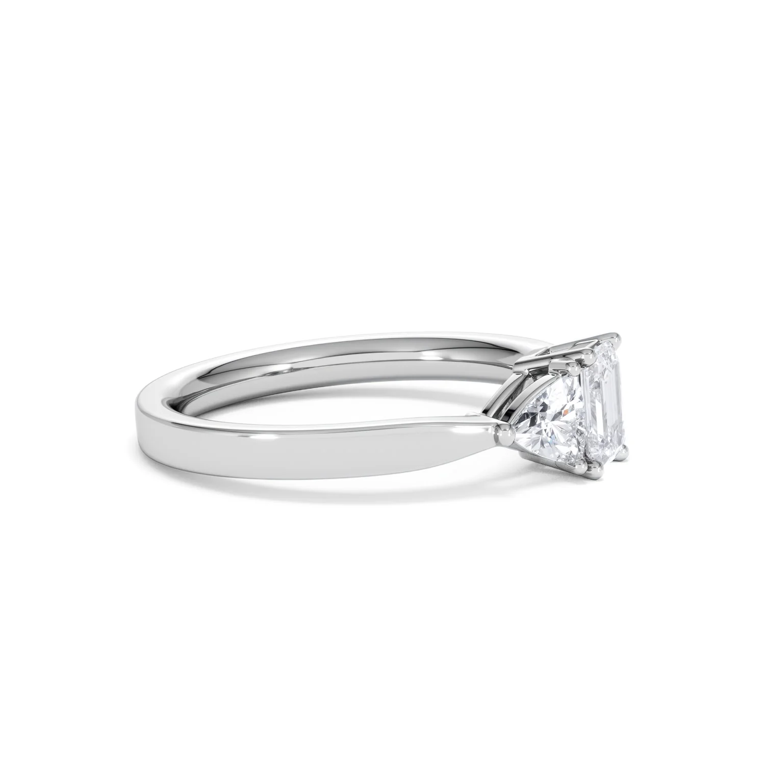 Aurora Lab Diamond Emerald Cut and Trillion 1.00ct Ring in Platinum F/VS1 - Image 27
