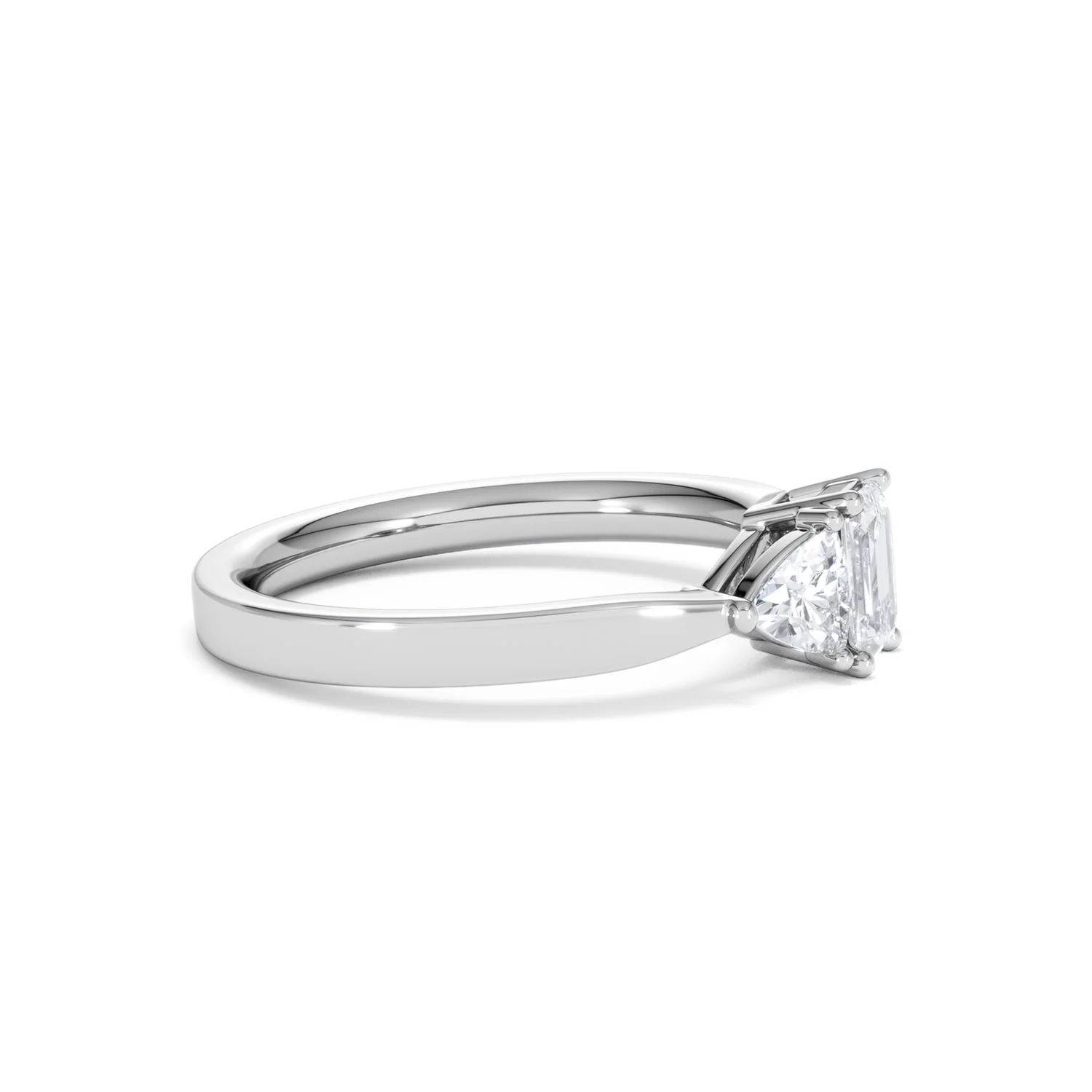 Aurora Lab Diamond Emerald Cut and Trillion 1.00ct Ring in Platinum F/VS1 - Image 28