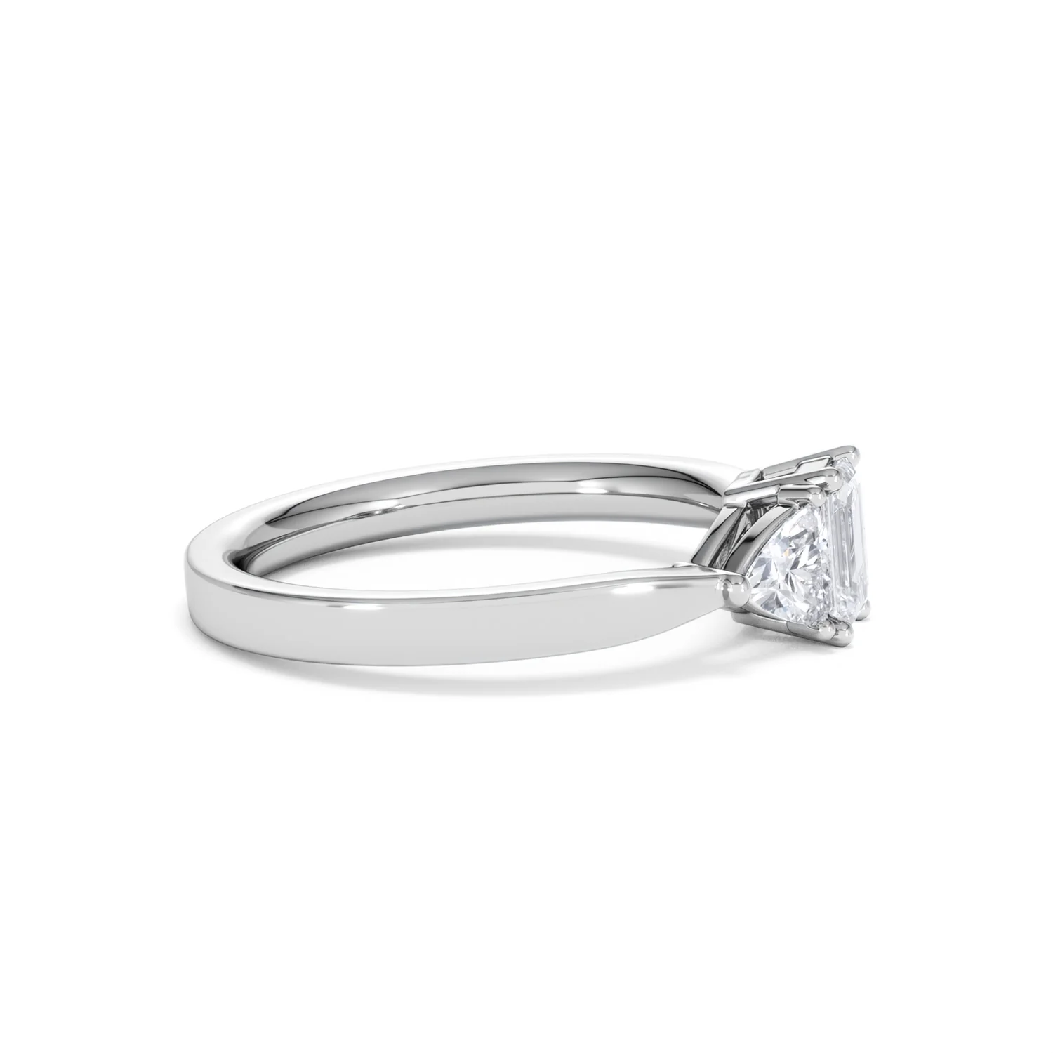 Aurora Lab Diamond Emerald Cut and Trillion 1.00ct Ring in Platinum F/VS1 - Image 29