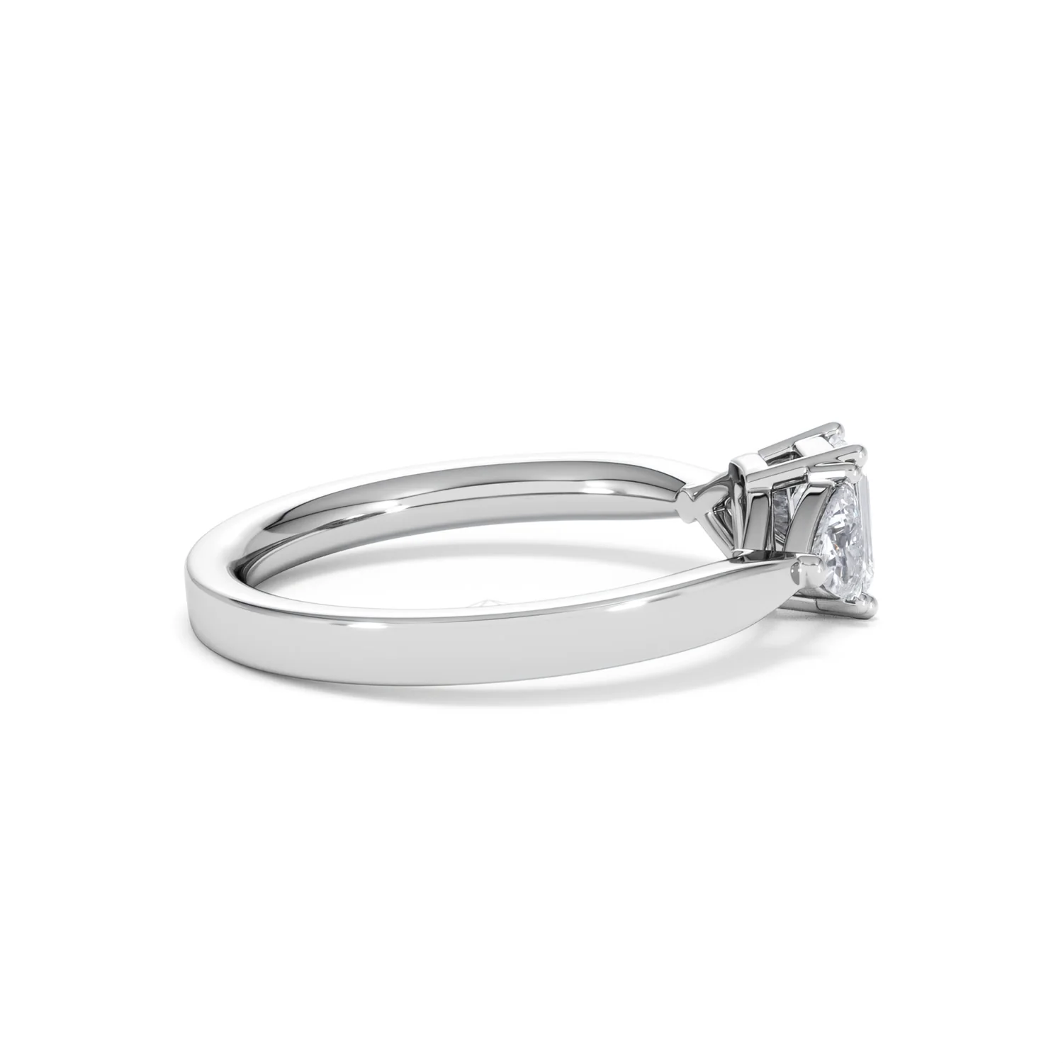 Aurora Lab Diamond Emerald Cut and Trillion 1.00ct Ring in Platinum F/VS1 - Image 34