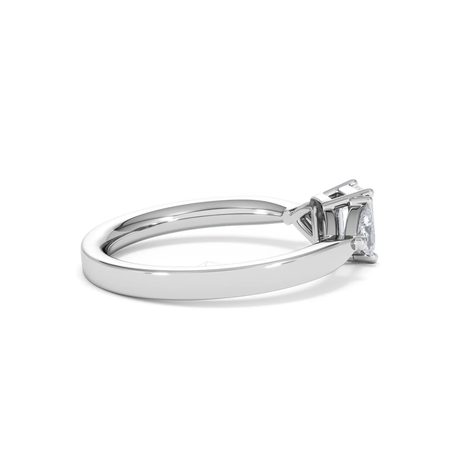 Aurora Lab Diamond Emerald Cut and Trillion 1.00ct Ring in Platinum F/VS1 - Image 36