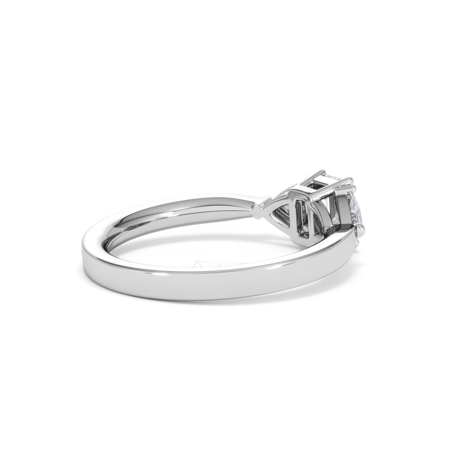 Aurora Lab Diamond Emerald Cut and Trillion 1.00ct Ring in Platinum F/VS1 - Image 40