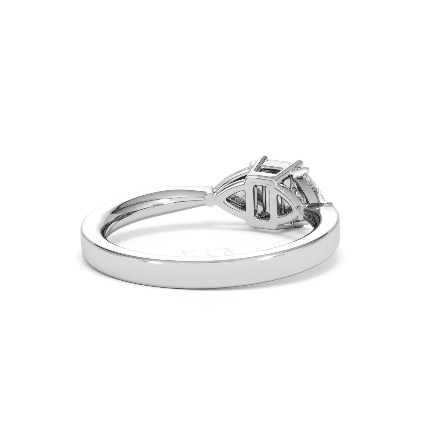 Aurora Lab Diamond Emerald Cut and Trillion 1.00ct Ring in Platinum F/VS1 - Image 45