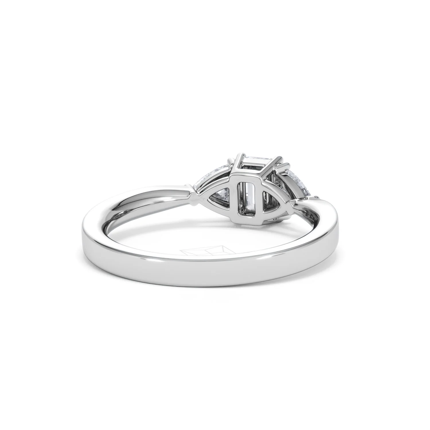 Aurora Lab Diamond Emerald Cut and Trillion 1.00ct Ring in Platinum F/VS1 - Image 47
