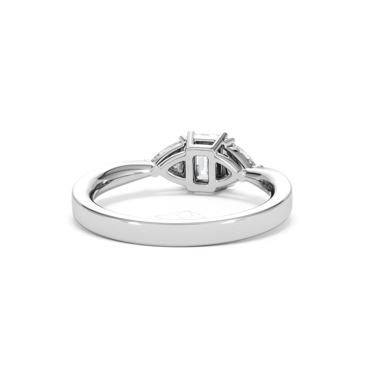 Aurora Lab Diamond Emerald Cut and Trillion 1.00ct Ring in Platinum F/VS1 - Image 49