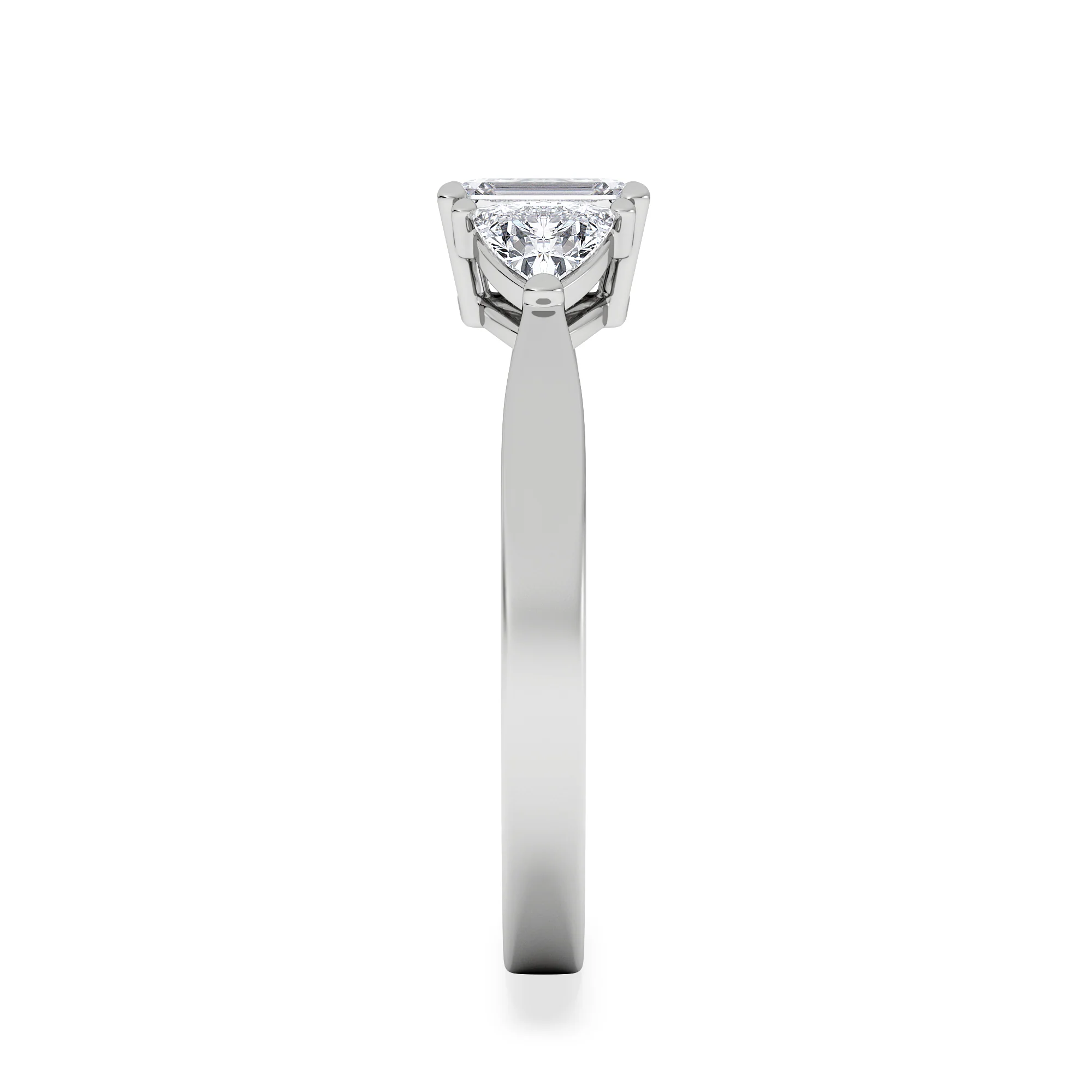 Aurora Lab Diamond Emerald Cut and Trillion 1.00ct Ring in Platinum F/VS1 - Image 5