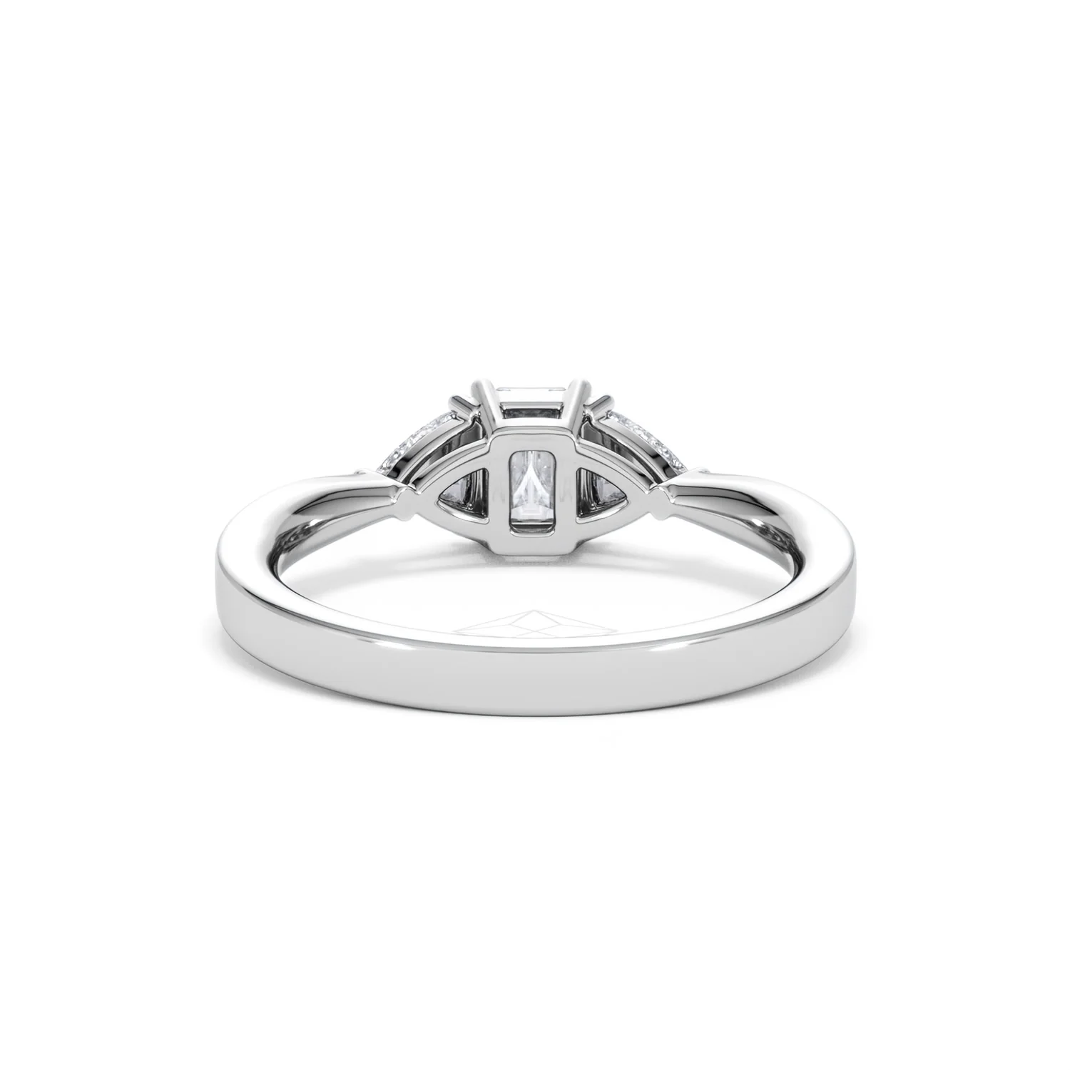 Aurora Lab Diamond Emerald Cut and Trillion 1.00ct Ring in Platinum F/VS1 - Image 52