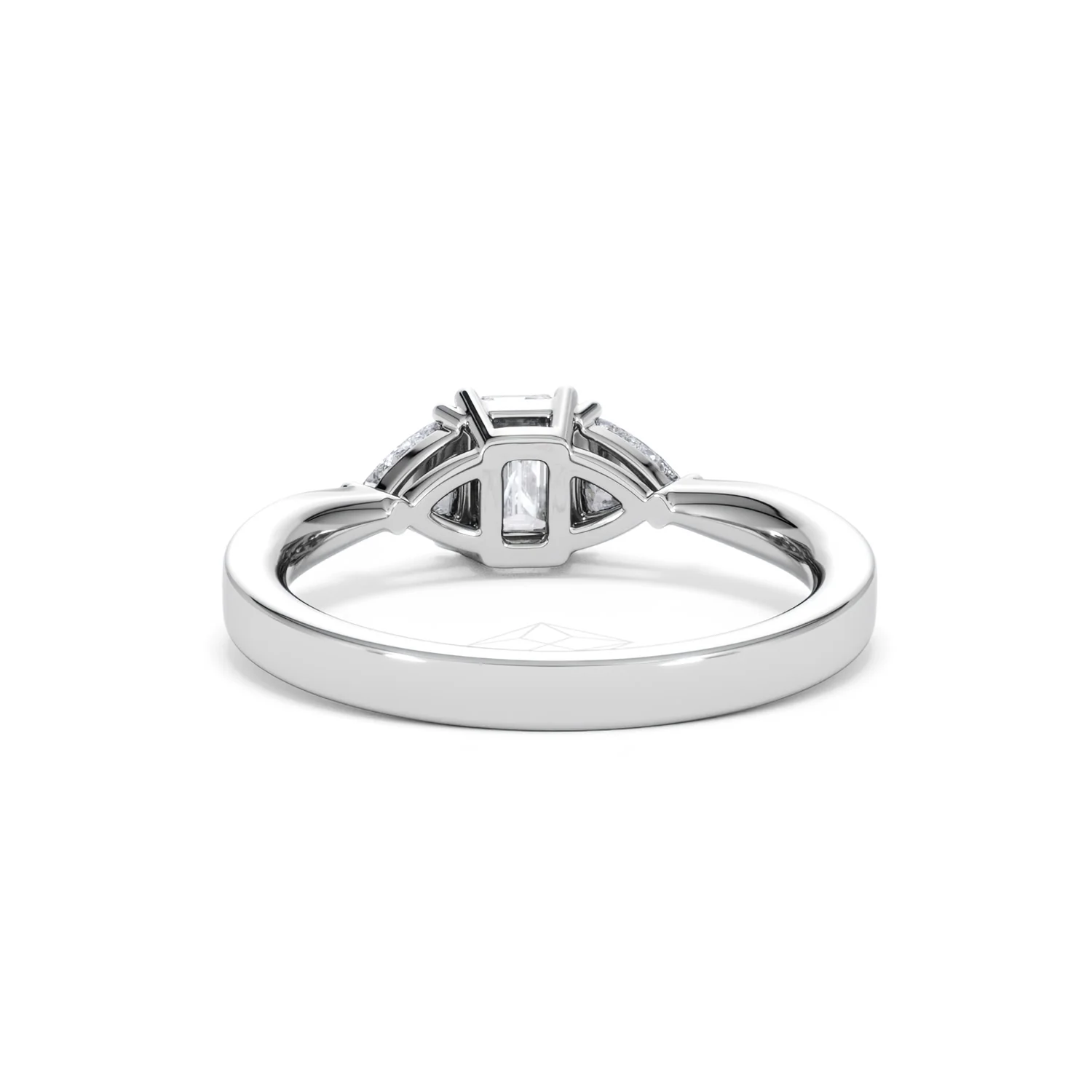 Aurora Lab Diamond Emerald Cut and Trillion 1.00ct Ring in Platinum F/VS1 - Image 53