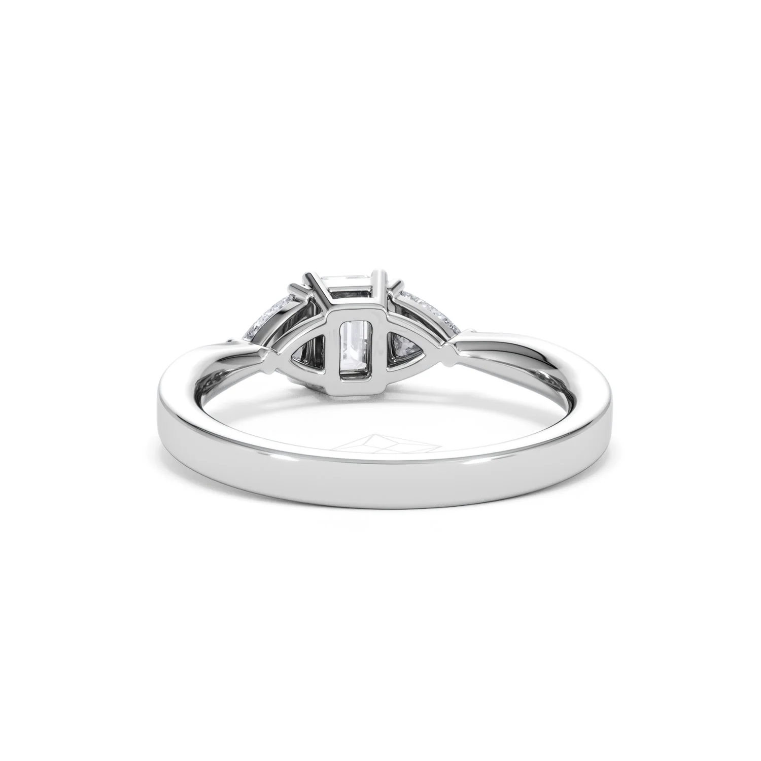 Aurora Lab Diamond Emerald Cut and Trillion 1.00ct Ring in Platinum F/VS1 - Image 54