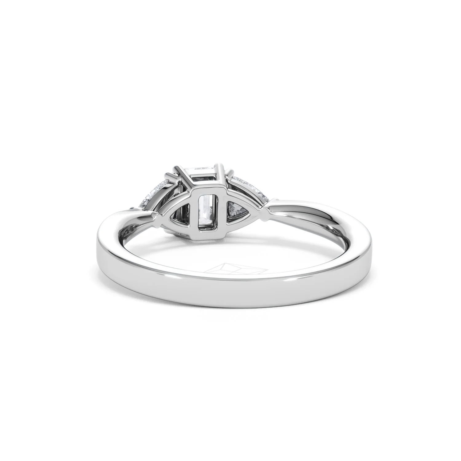 Aurora Lab Diamond Emerald Cut and Trillion 1.00ct Ring in Platinum F/VS1 - Image 55