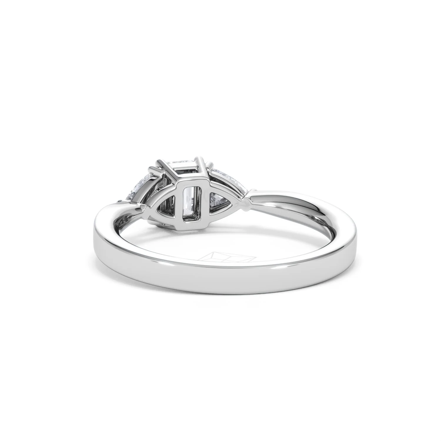 Aurora Lab Diamond Emerald Cut and Trillion 1.00ct Ring in Platinum F/VS1 - Image 56