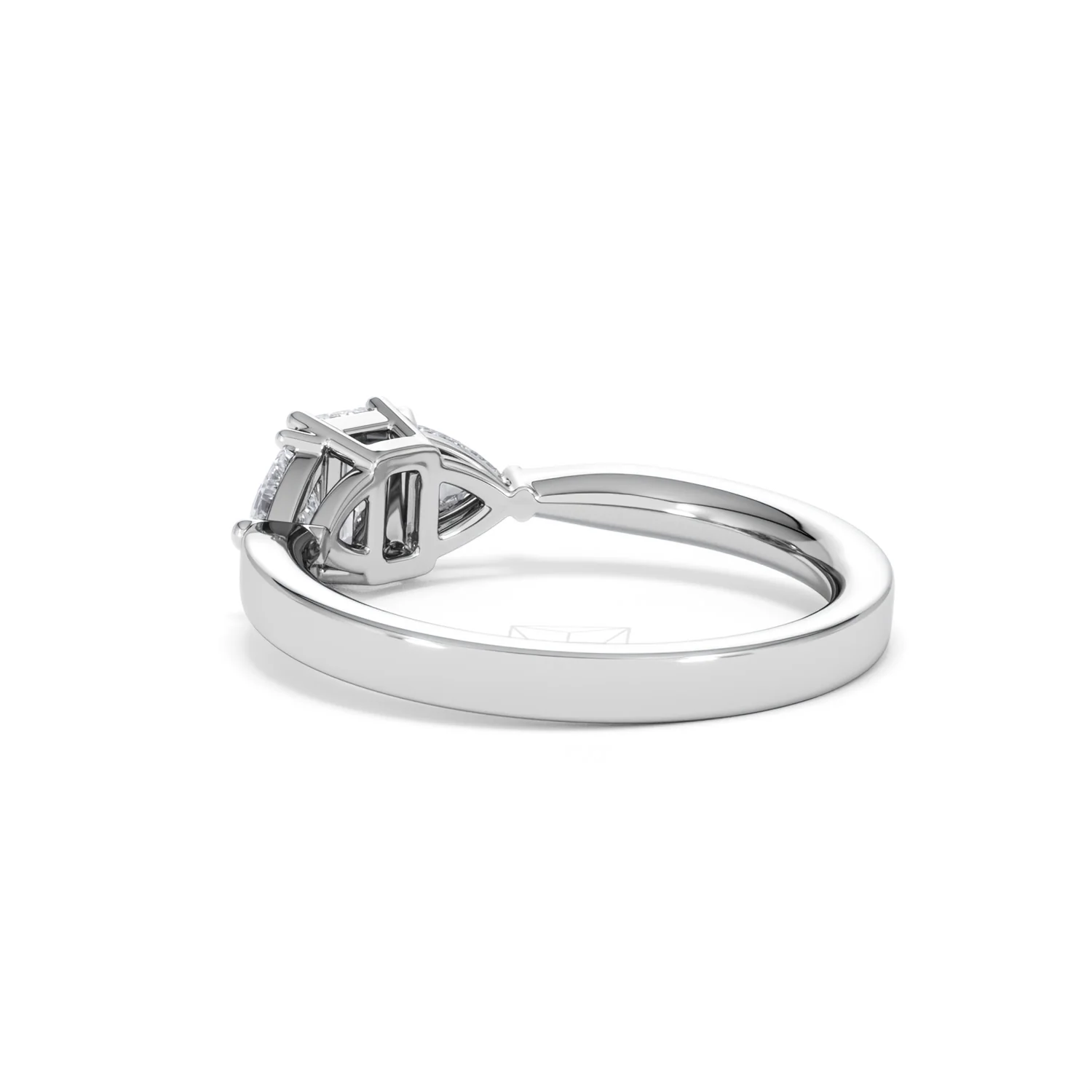 Aurora Lab Diamond Emerald Cut and Trillion 1.00ct Ring in Platinum F/VS1 - Image 61