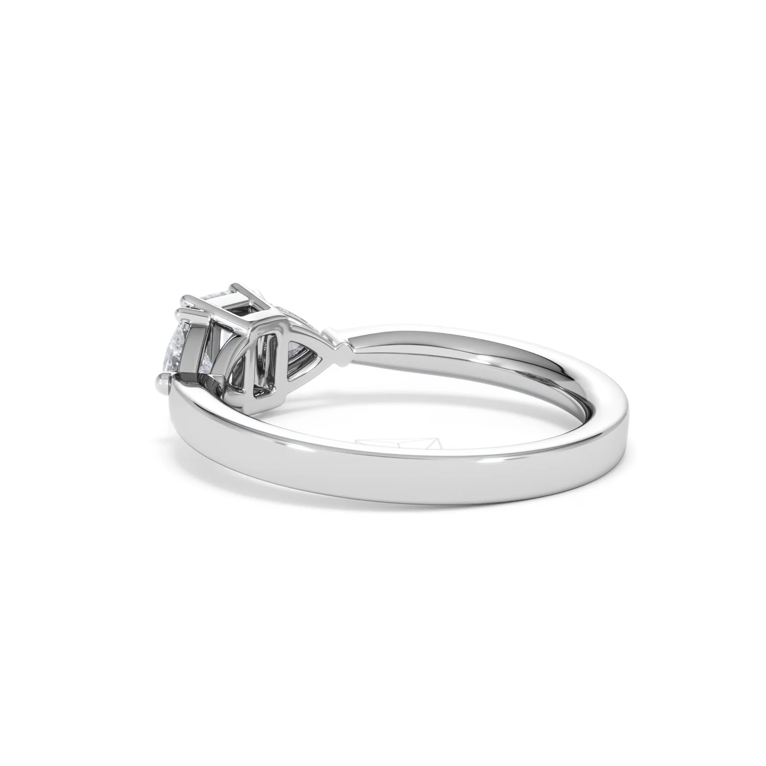 Aurora Lab Diamond Emerald Cut and Trillion 1.00ct Ring in Platinum F/VS1 - Image 63