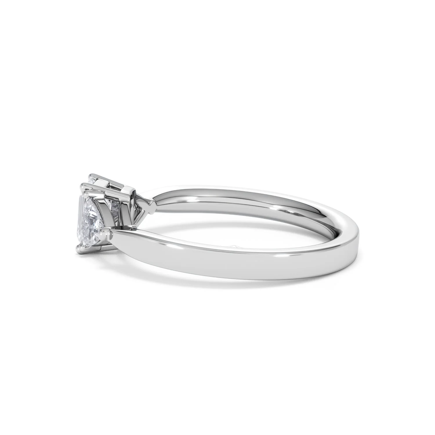Aurora Lab Diamond Emerald Cut and Trillion 1.00ct Ring in Platinum F/VS1 - Image 70