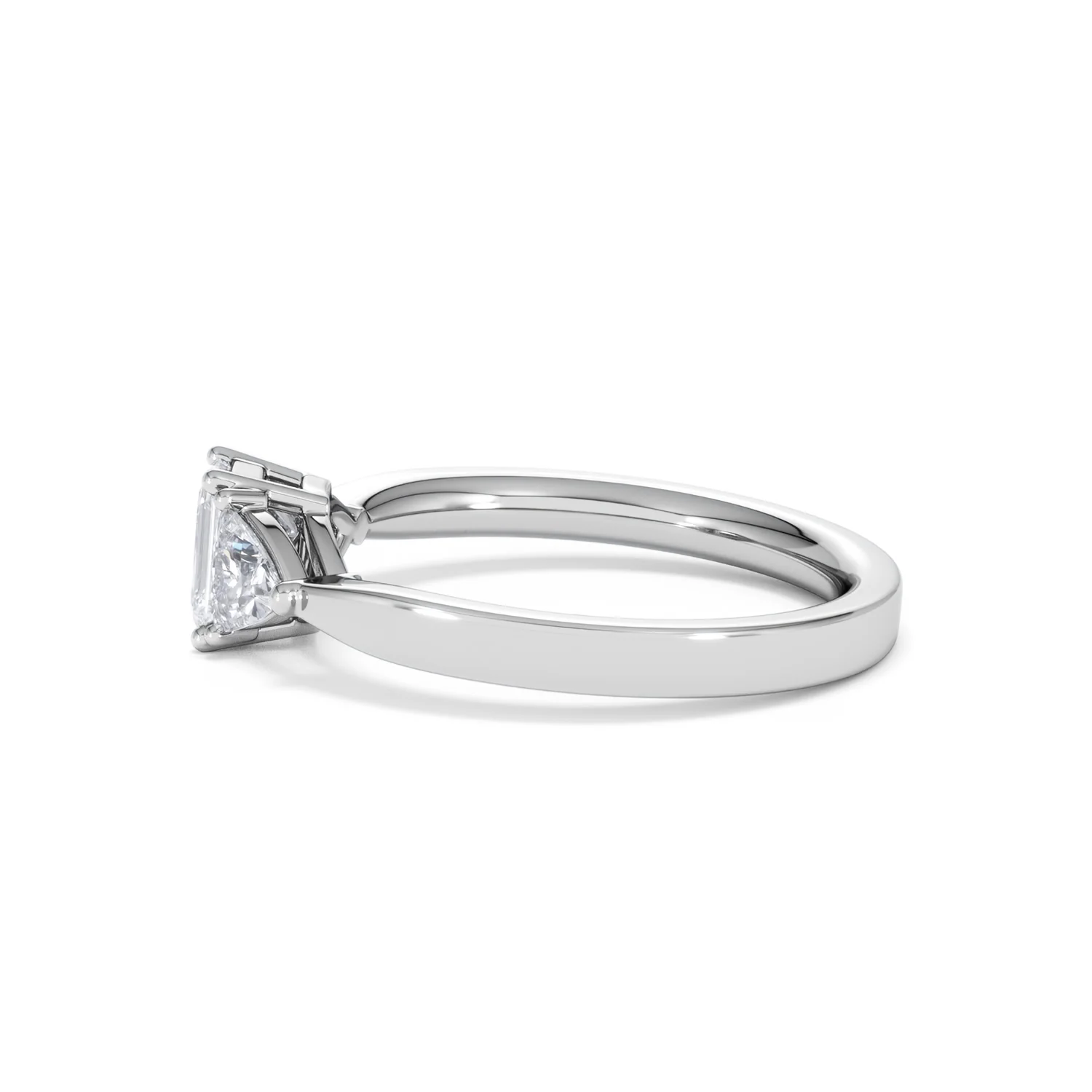 Aurora Lab Diamond Emerald Cut and Trillion 1.00ct Ring in Platinum F/VS1 - Image 72