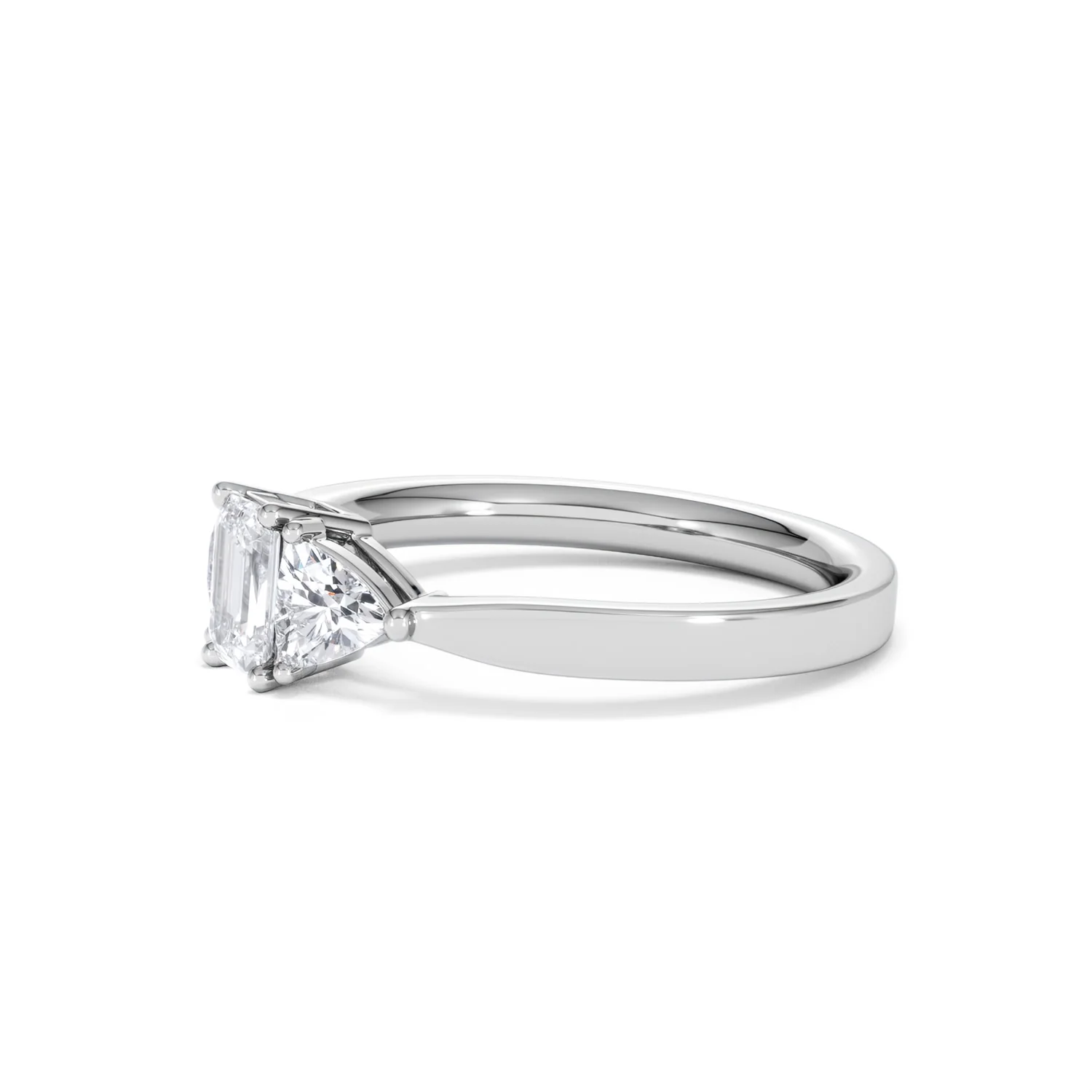 Aurora Lab Diamond Emerald Cut and Trillion 1.00ct Ring in Platinum F/VS1 - Image 78