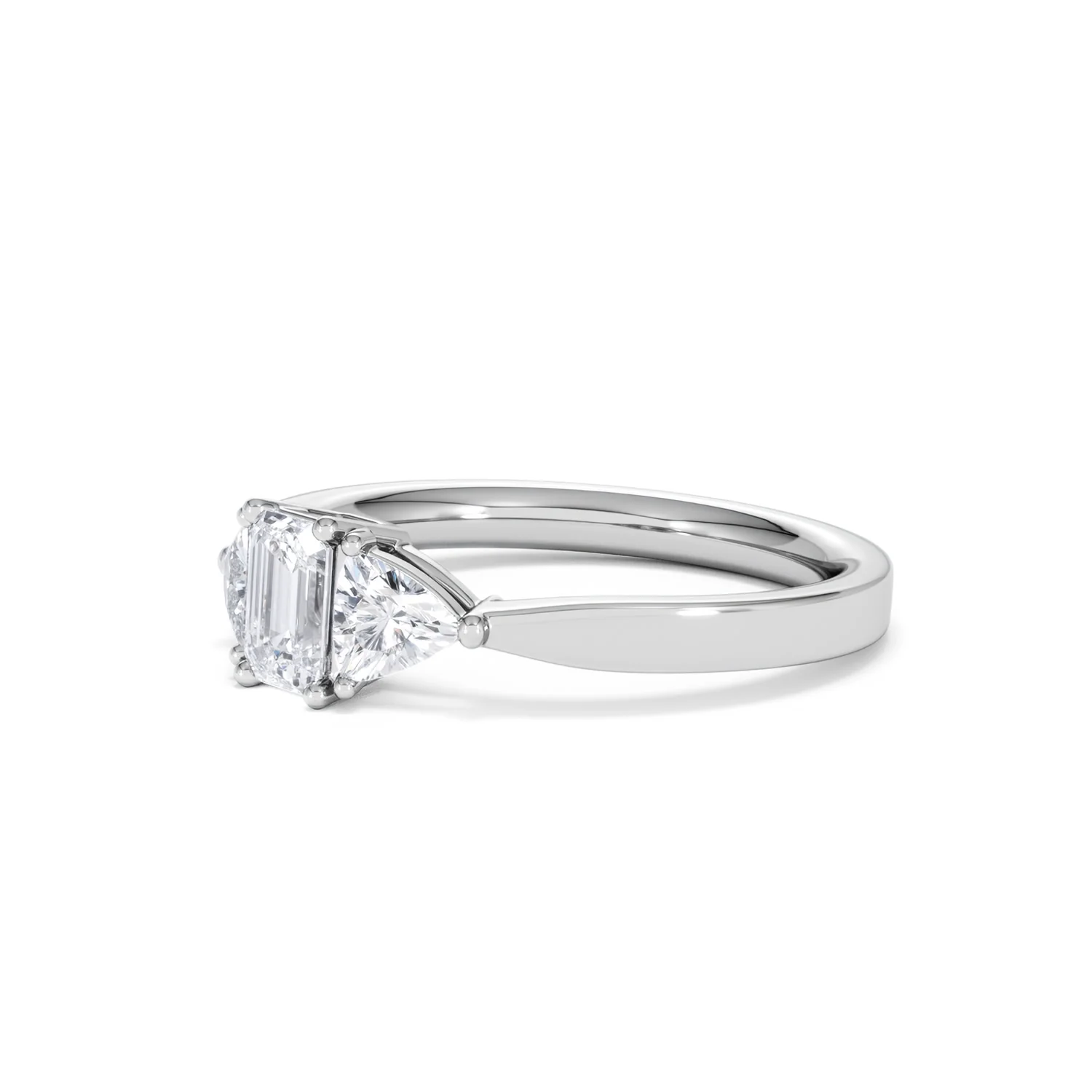 Aurora Lab Diamond Emerald Cut and Trillion 1.00ct Ring in Platinum F/VS1 - Image 81