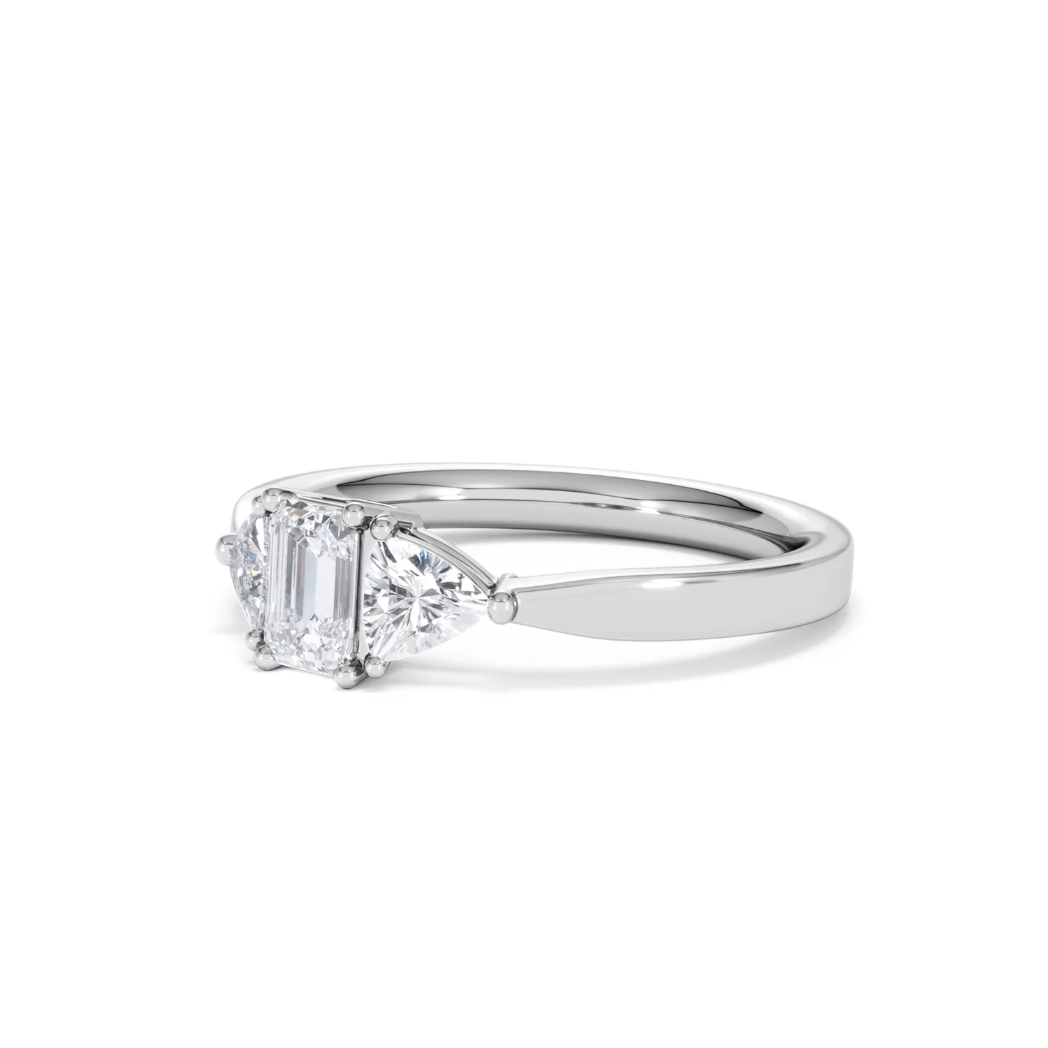 Aurora Lab Diamond Emerald Cut and Trillion 1.00ct Ring in Platinum F/VS1 - Image 83