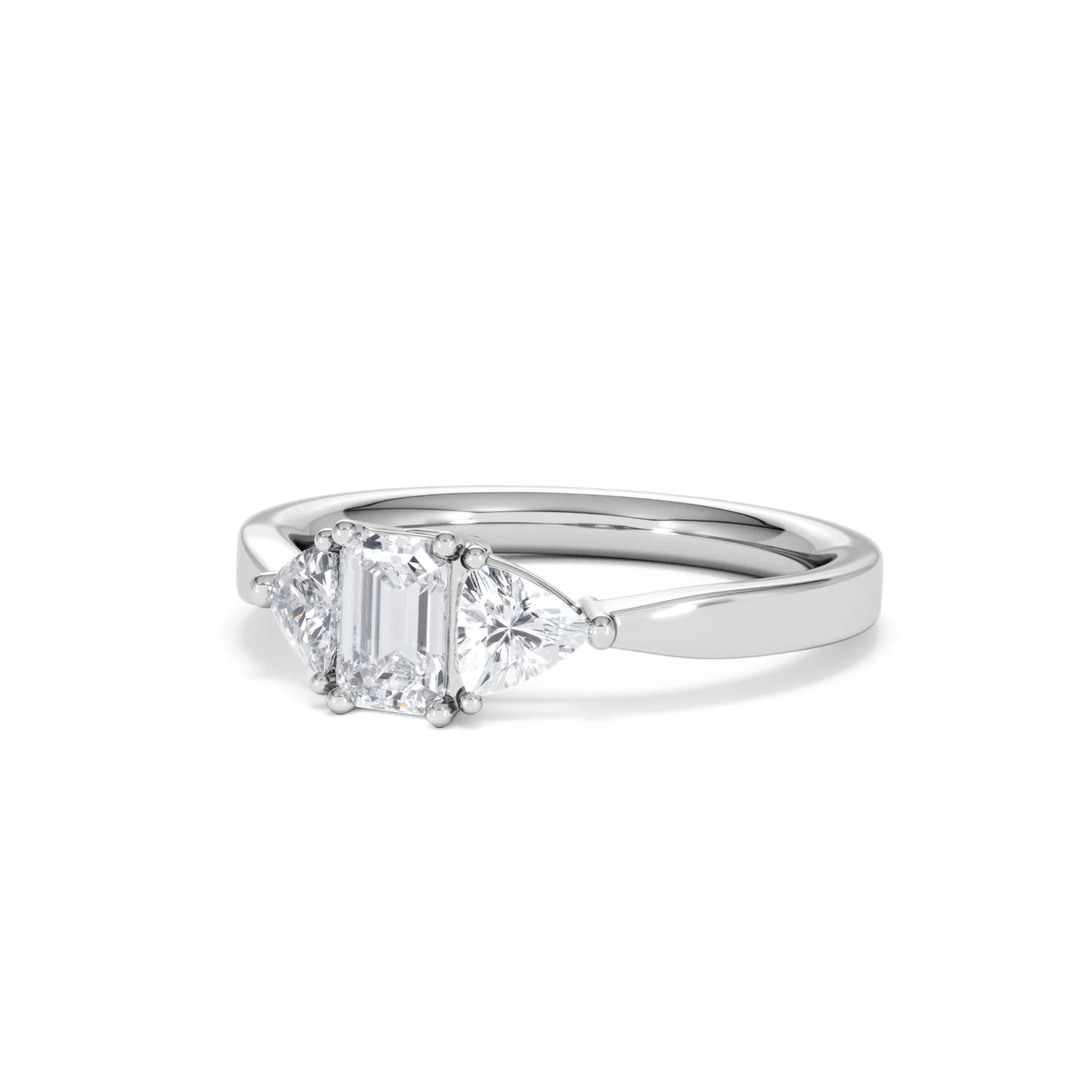 Aurora Lab Diamond Emerald Cut and Trillion 1.00ct Ring in Platinum F/VS1 - Image 86