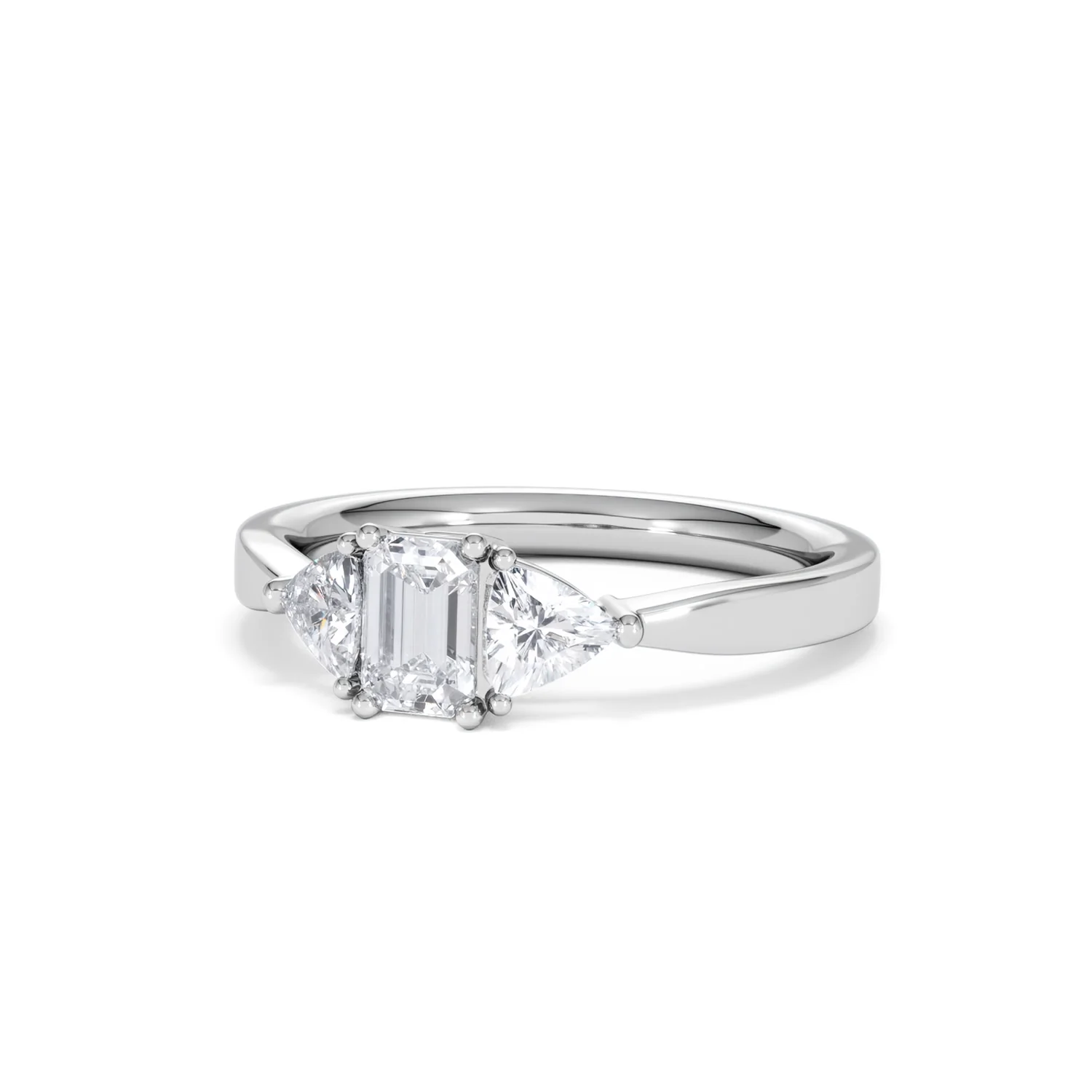 Aurora Lab Diamond Emerald Cut and Trillion 1.00ct Ring in Platinum F/VS1 - Image 87