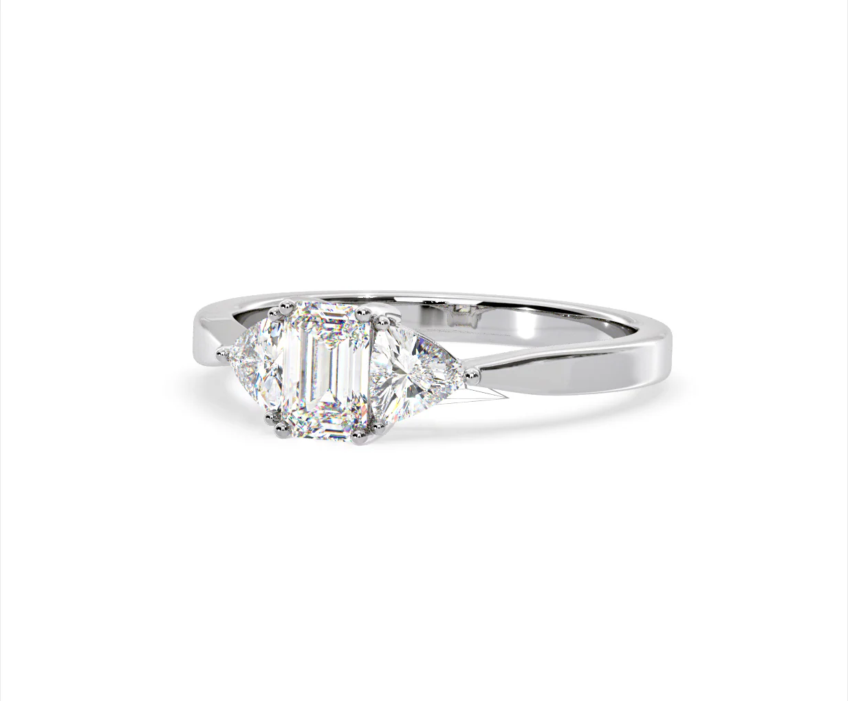 Aurora Lab Diamond Emerald Cut and Trillion 1.00ct Ring in Platinum F/VS1 - Image 93