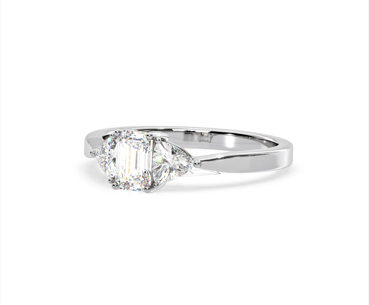 Aurora Lab Diamond Emerald Cut and Trillion 1.00ct Ring in Platinum F/VS1 - Image 94