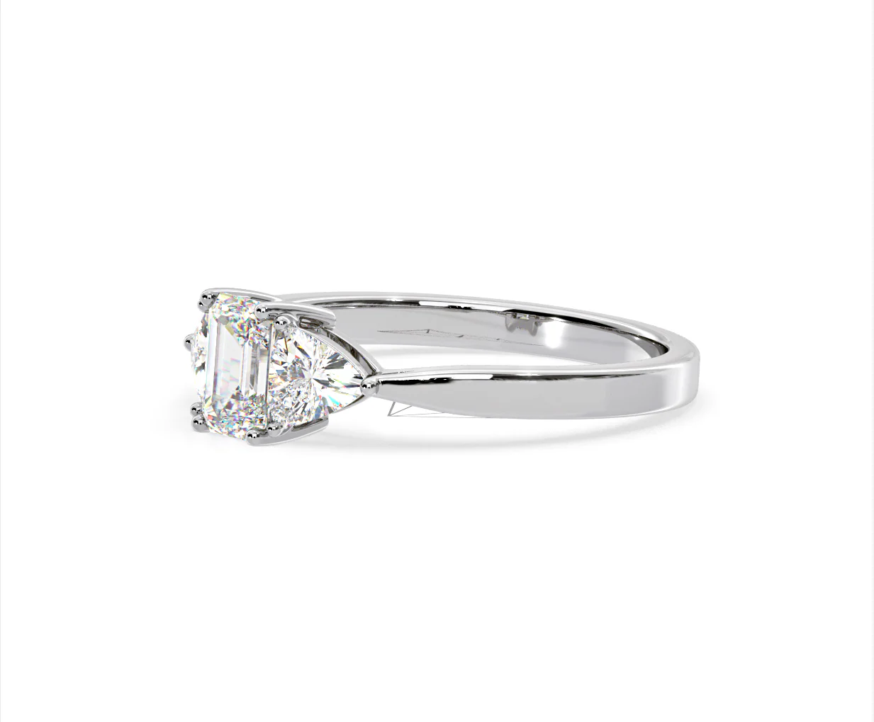 Aurora Lab Diamond Emerald Cut and Trillion 1.00ct Ring in Platinum F/VS1 - Image 99