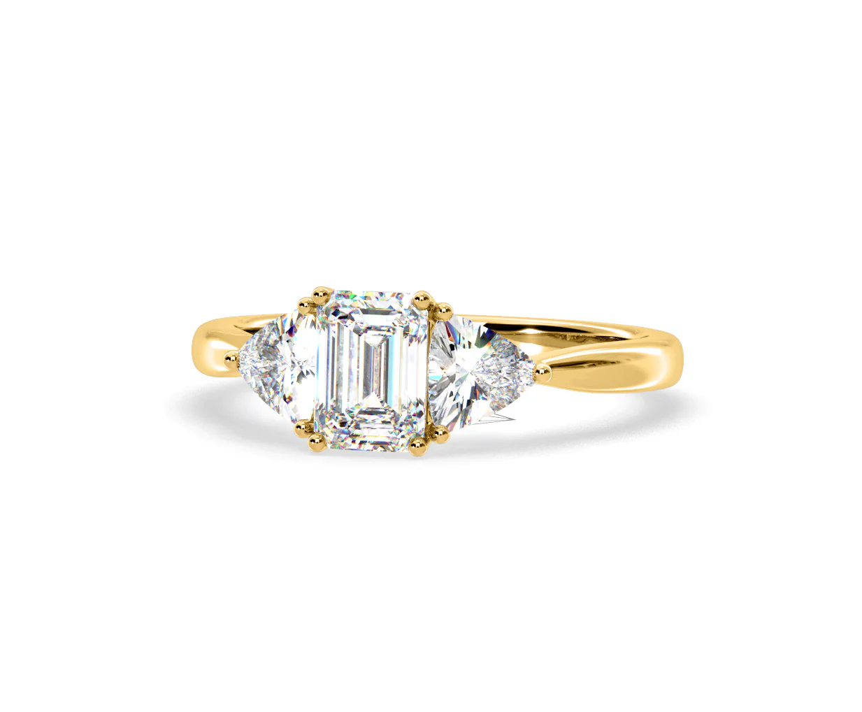 Aurora Lab Diamond Emerald Cut and Trillion 1.70ct Ring in 18K Gold F/VS1 - Image 10