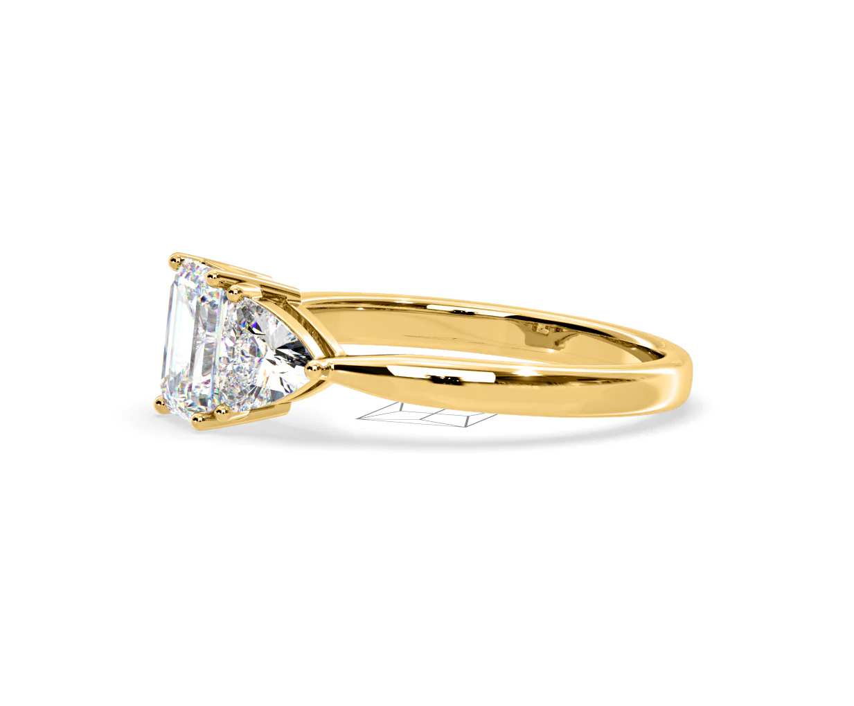 Aurora Lab Diamond Emerald Cut and Trillion 1.70ct Ring in 18K Gold F/VS1 - Image 102