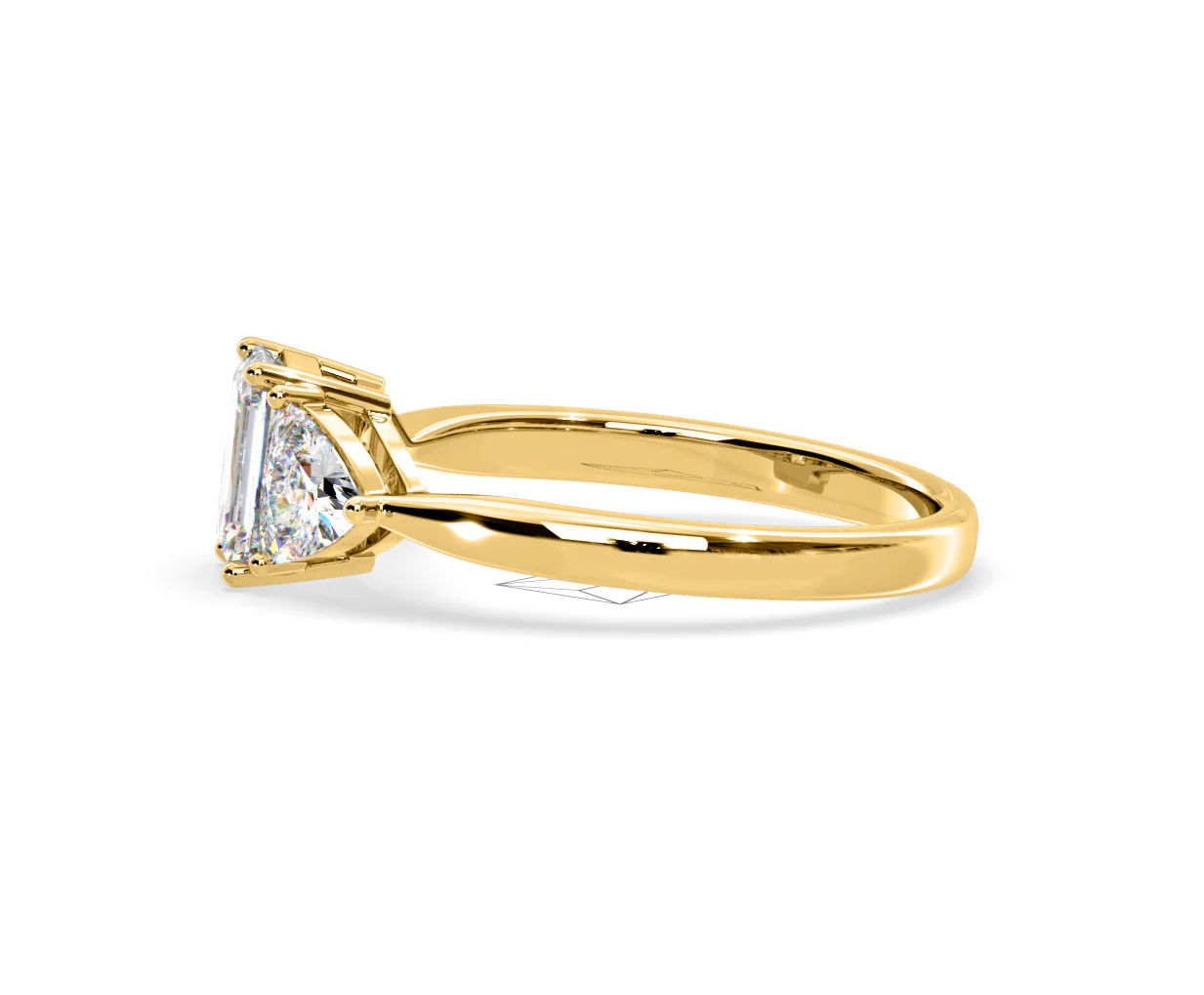 Aurora Lab Diamond Emerald Cut and Trillion 1.70ct Ring in 18K Gold F/VS1 - Image 106