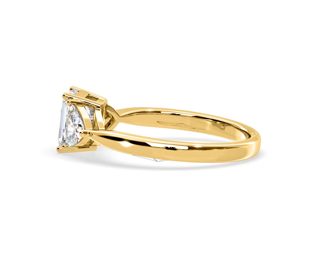 Aurora Lab Diamond Emerald Cut and Trillion 1.70ct Ring in 18K Gold F/VS1 - Image 109