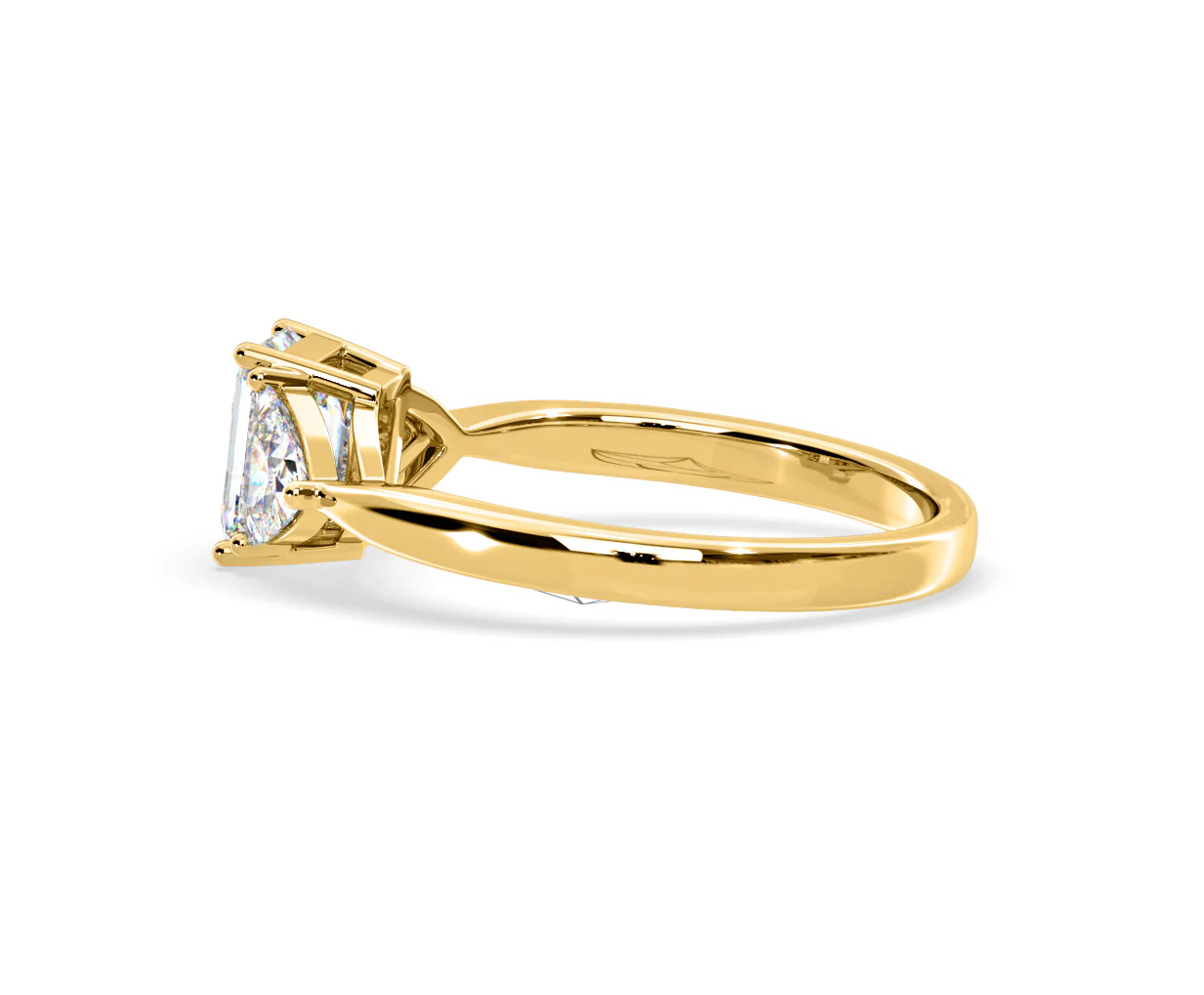 Aurora Lab Diamond Emerald Cut and Trillion 1.70ct Ring in 18K Gold F/VS1 - Image 110