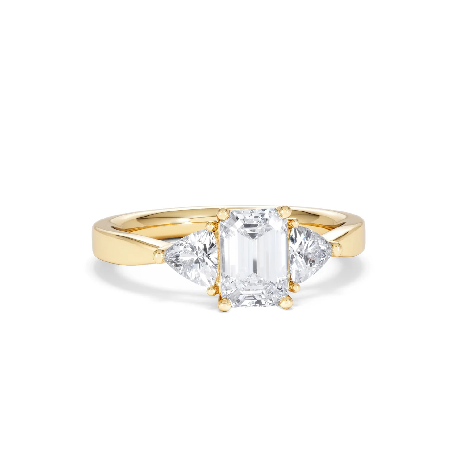 Aurora Lab Diamond Emerald Cut and Trillion 1.70ct Ring in 18K Gold F/VS1 - Image 14