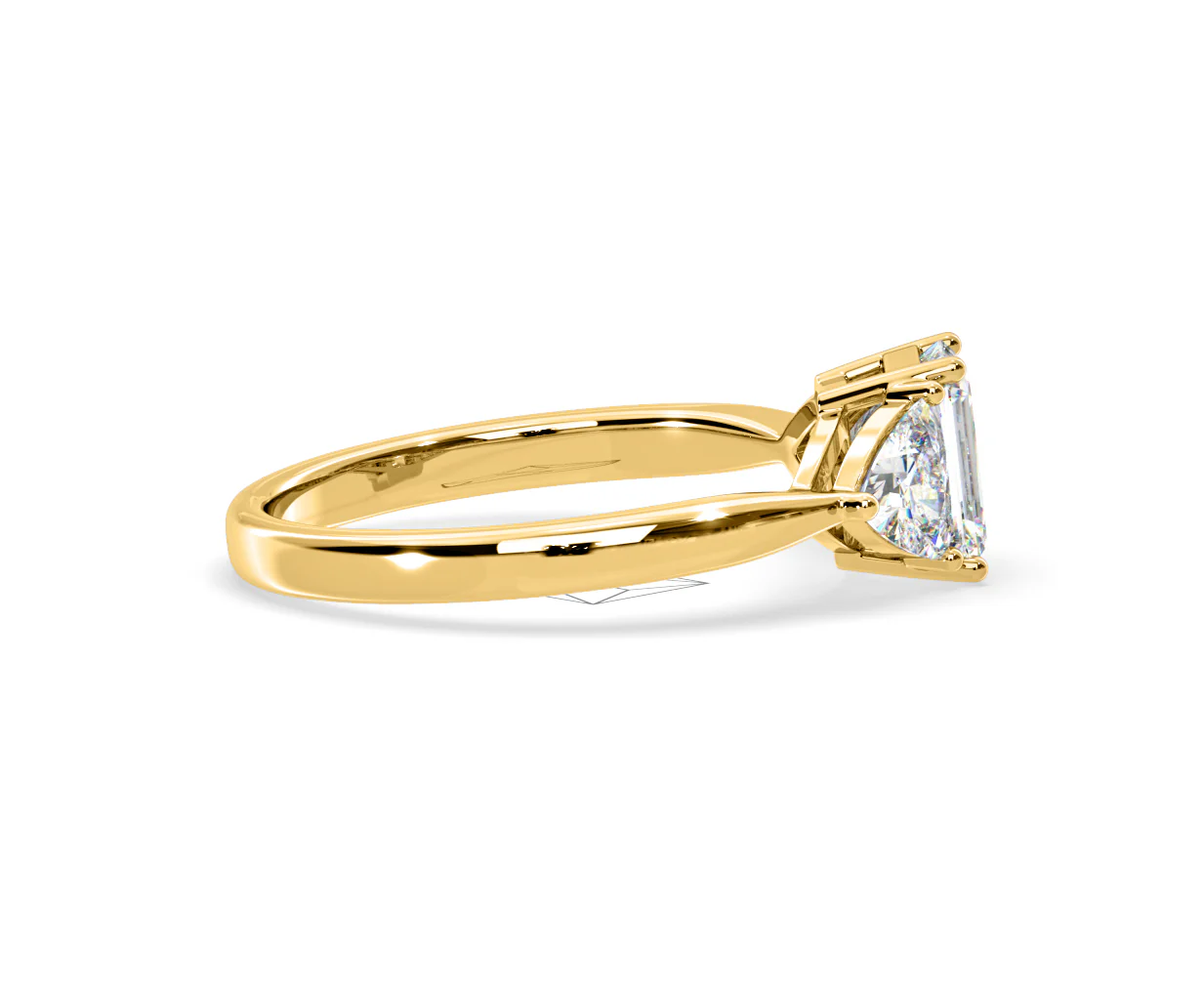 Aurora Lab Diamond Emerald Cut and Trillion 1.70ct Ring in 18K Gold F/VS1 - Image 146