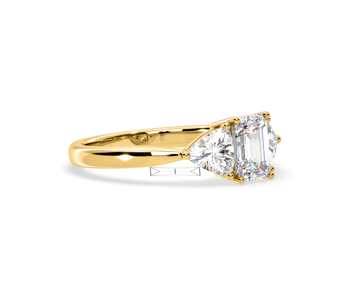 Aurora Lab Diamond Emerald Cut and Trillion 1.70ct Ring in 18K Gold F/VS1 - Image 156