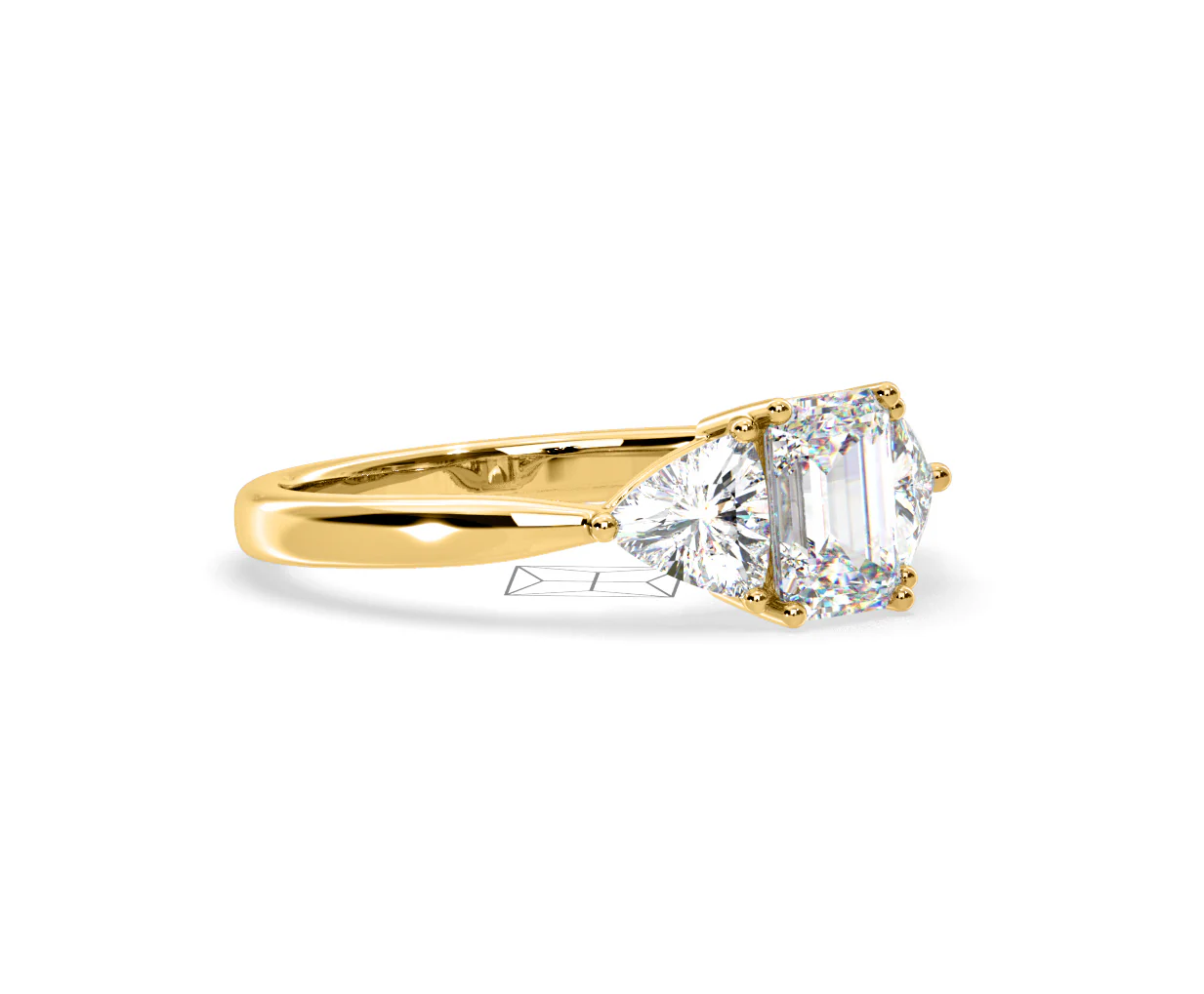 Aurora Lab Diamond Emerald Cut and Trillion 1.70ct Ring in 18K Gold F/VS1 - Image 157