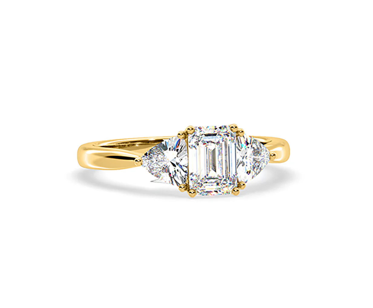 Aurora Lab Diamond Emerald Cut and Trillion 1.70ct Ring in 18K Gold F/VS1 - Image 163