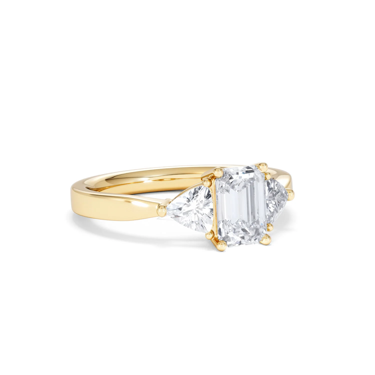 Aurora Lab Diamond Emerald Cut and Trillion 1.70ct Ring in 18K Gold F/VS1 - Image 18