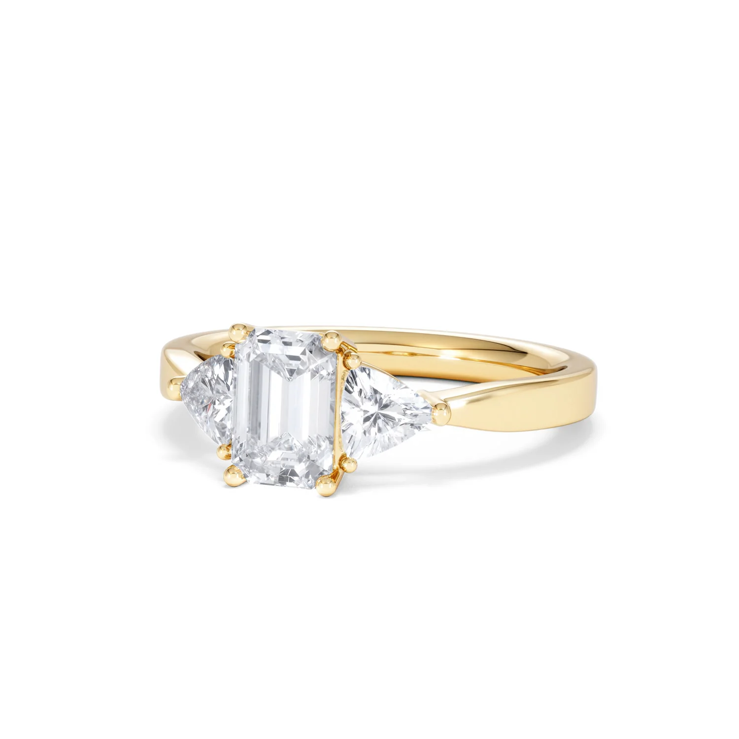 Aurora Lab Diamond Emerald Cut and Trillion 1.70ct Ring in 18K Gold F/VS1 - Image 87