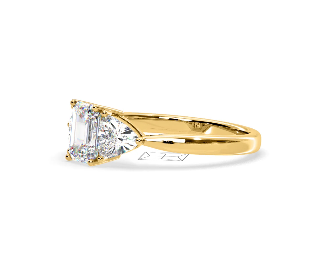 Aurora Lab Diamond Emerald Cut and Trillion 1.70ct Ring in 18K Gold F/VS1 - Image 99