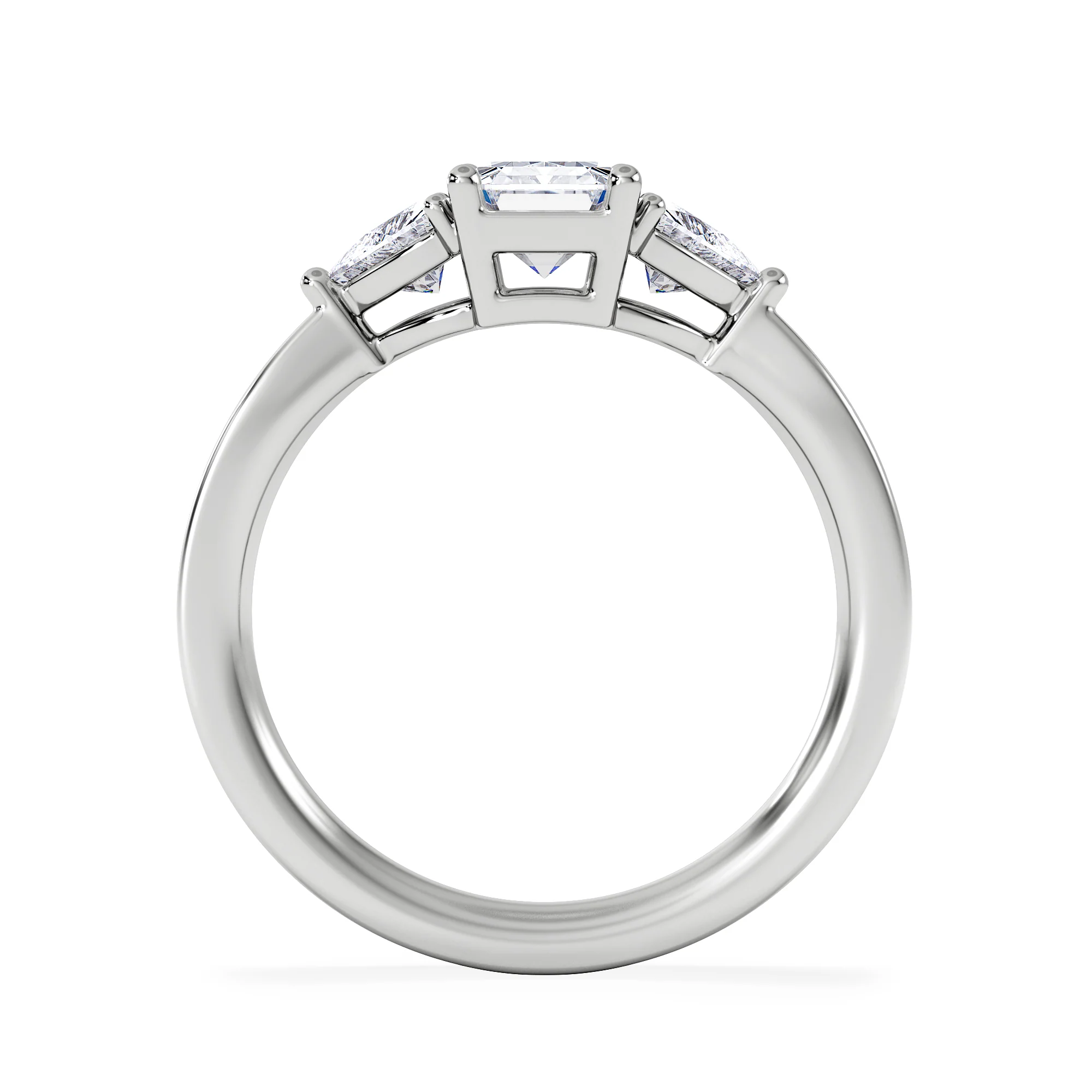 Aurora Lab Diamond Emerald Cut and Trillion 1.70ct Ring in Platinum F/VS1 - Image 3