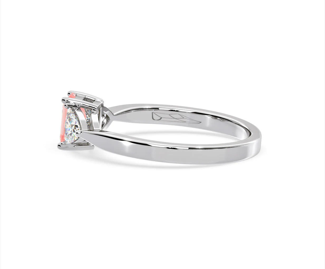 Aurora Pink Lab Diamond Emerald Cut and Trillion 1.00ct Ring in 18K White Gold - Elara Collection - Image 29