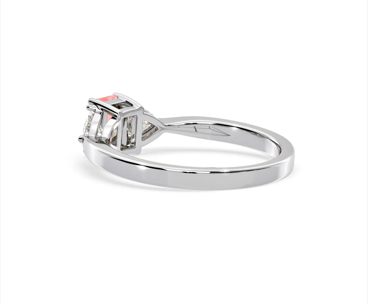 Aurora Pink Lab Diamond Emerald Cut and Trillion 1.00ct Ring in 18K White Gold - Elara Collection - Image 36