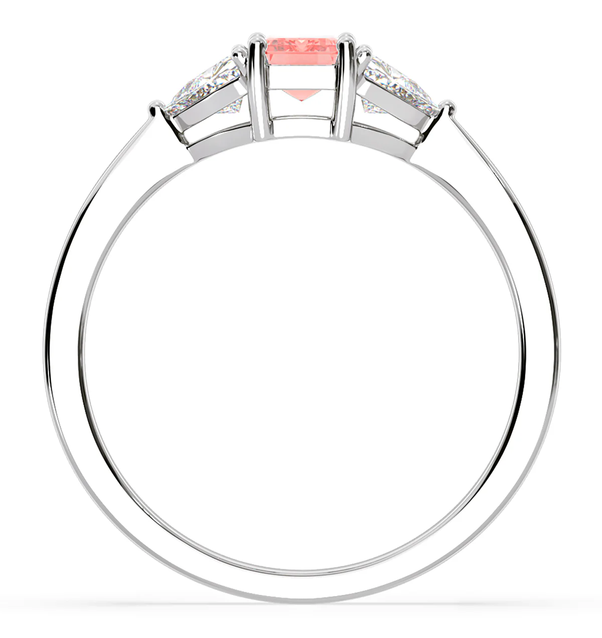 Aurora Pink Lab Diamond Emerald Cut and Trillion 1.00ct Ring in 18K White Gold - Elara Collection - Image 5