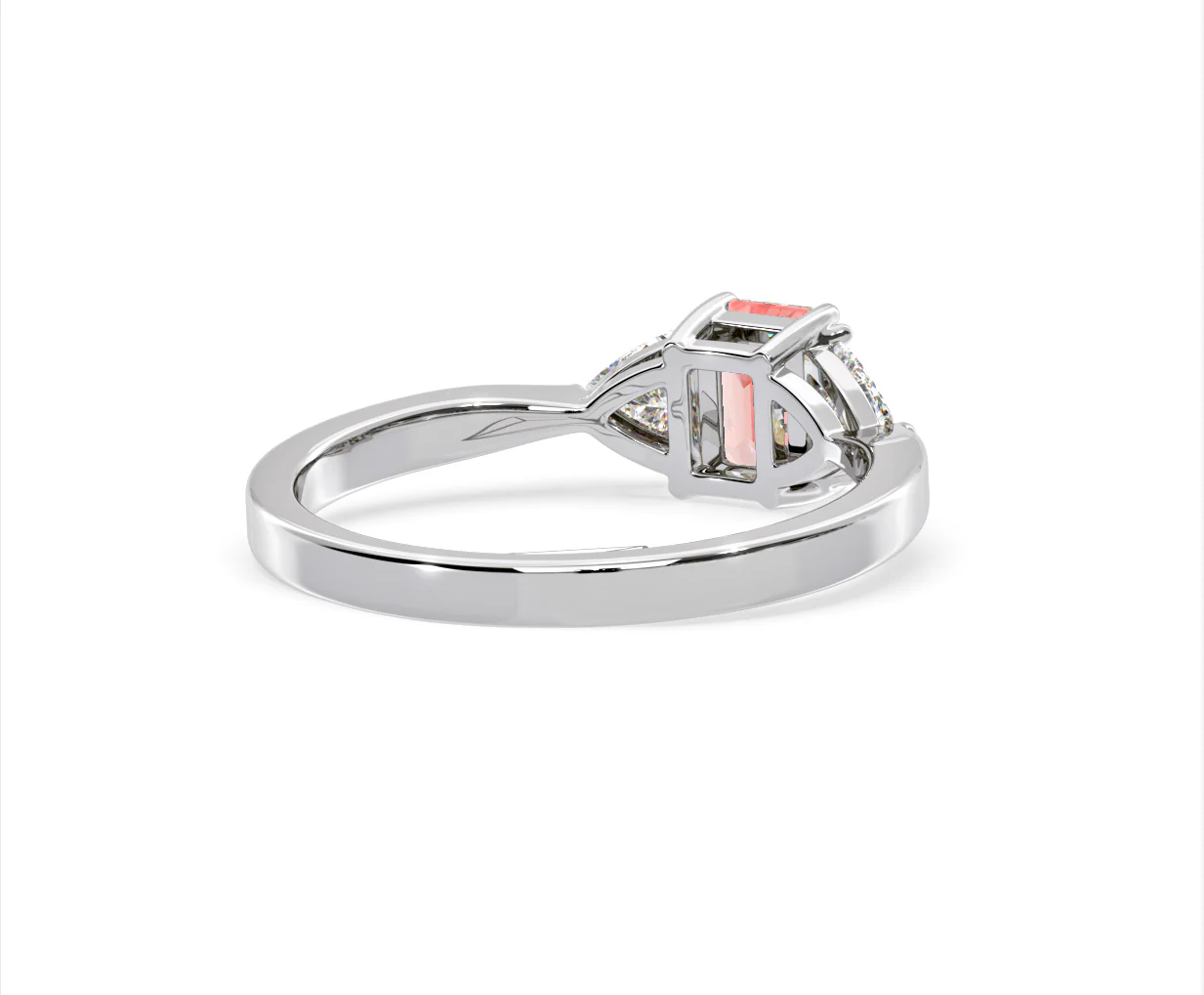 Aurora Pink Lab Diamond Emerald Cut and Trillion 1.00ct Ring in 18K White Gold - Elara Collection - Image 53
