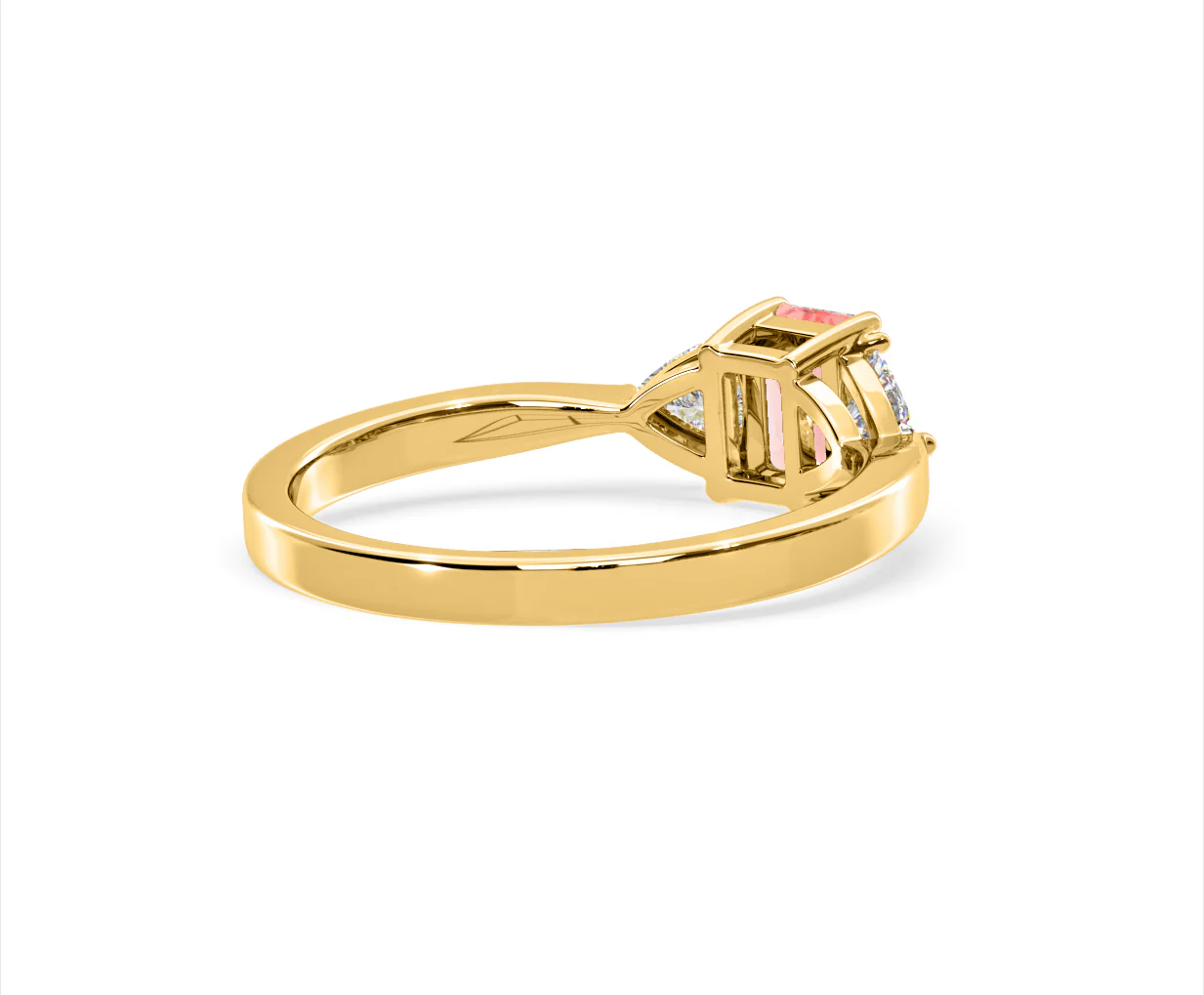 Aurora Pink Lab Diamond Emerald Cut and Trillion 1.00ct Ring in 18K Yellow Gold - Elara Collection - Image 55