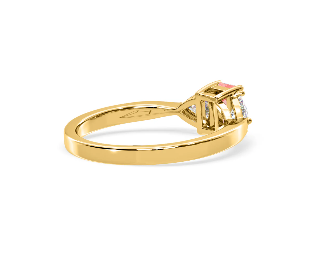 Aurora Pink Lab Diamond Emerald Cut and Trillion 1.00ct Ring in 18K Yellow Gold - Elara Collection - Image 57