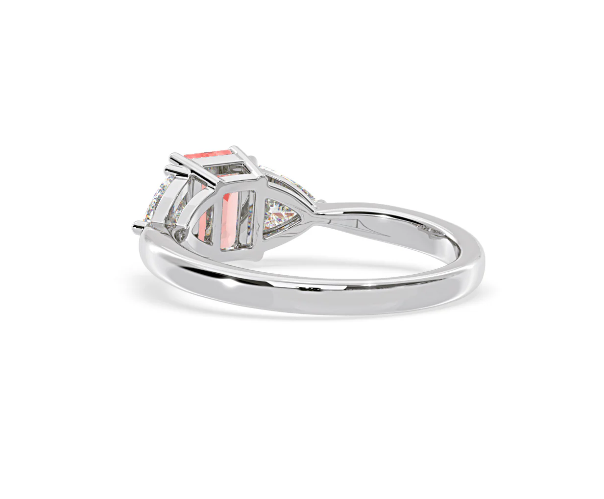 Aurora Pink Lab Diamond Emerald Cut and Trillion 1.70ct Ring in 18K White Gold - Elara Collection - Image 40