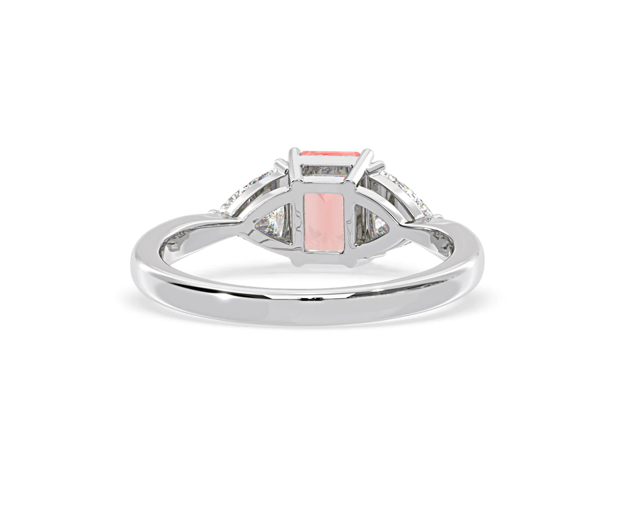 Aurora Pink Lab Diamond Emerald Cut and Trillion 1.70ct Ring in 18K White Gold - Elara Collection - Image 49
